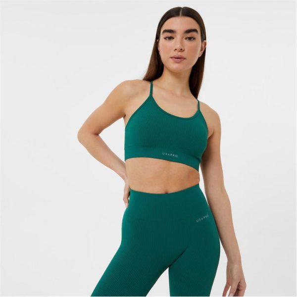 USA Pro Seamless Ribbed Sports Bra - Green