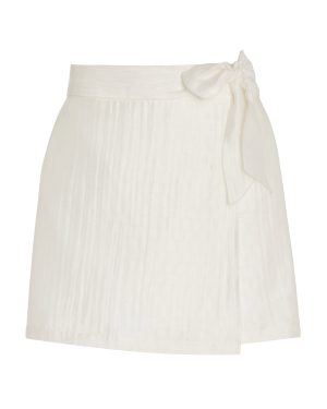 USISI SISTER - Stephanie Linen-Blend Mini Wrap Skirt - White - L - Moda Operandi