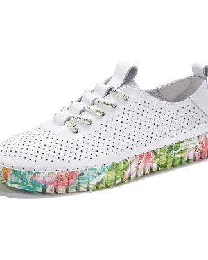 UberDeco Women's Leather Loafers Moccasins Casual (White+Green, 39)