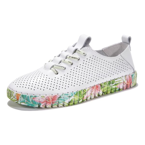 UberDeco Women's Leather Loafers Moccasins Casual (White+Green, 39)