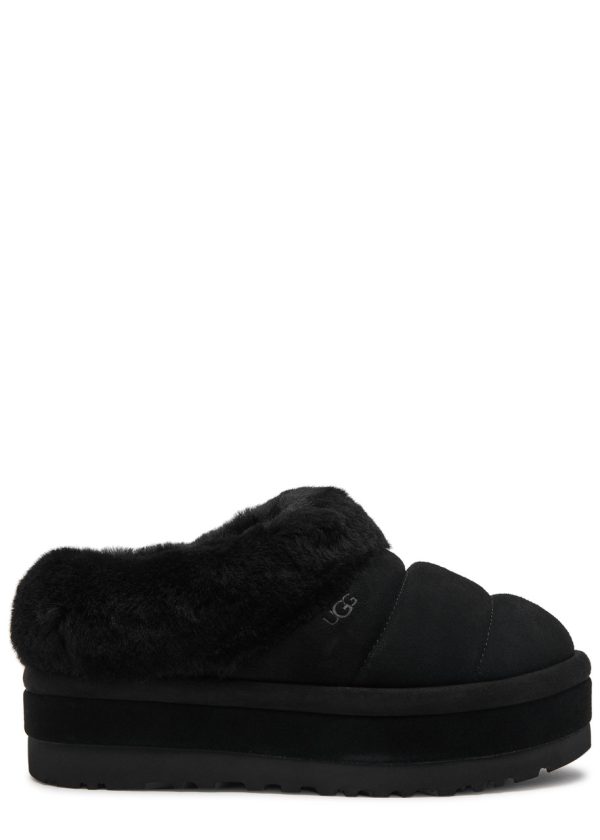 Ugg Tazzlita Suede Flatform Mules - Black - Xxs (UK4 /xxs)