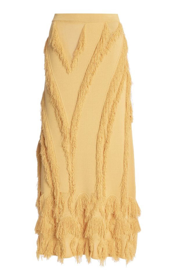 Ulla Johnson - Astrid Fringed Knit Maxi Skirt - Yellow - L - Moda Operandi