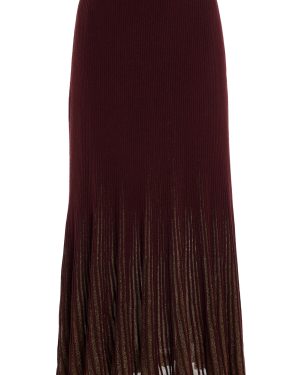 Ulla Johnson - Vera Pleated Sunburst-Knit Midi Skirt - Burgundy - L - Moda Operandi