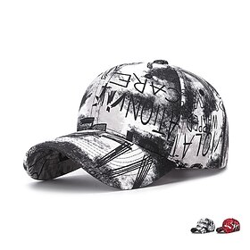 Unisex Baseball Cap Sun Hat Black Red Cotton Travel Beach Outdoor Vacation Graffiti Adjustable Sunscreen Fashion