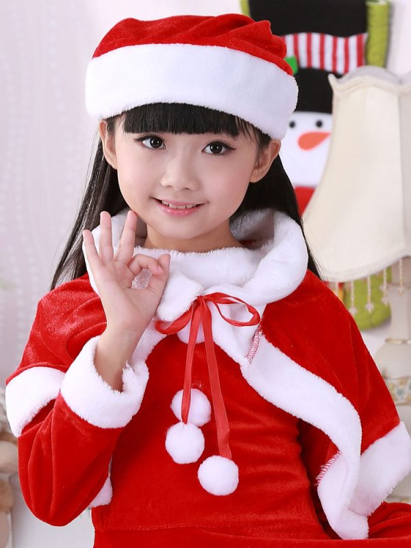 Unisex Christmas Cape Red Polyester Fiber Cloak Hat Color Block Christmas Holidays Costumes