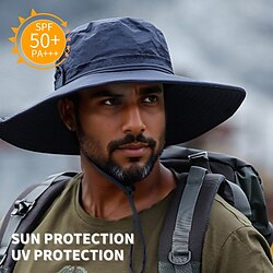 Unisex Sun Hat Bucket Hat Boonie hat Waterproof UV Protection for Fishing Beach Camping / Hiking / Caving Solid Color Polyester Summer Spring