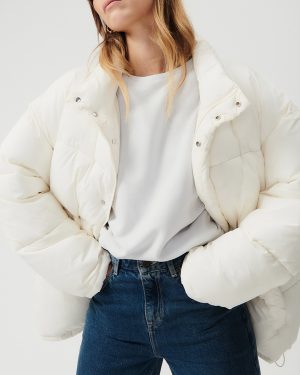 Unisex White Kolbay Puffer Coat