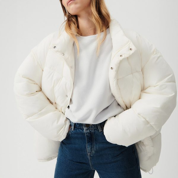 Unisex White Kolbay Puffer Coat