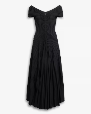 V neck black maxi dress
