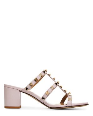 VALENTINO GARAVANI Rockstud Leather Mules - Cream