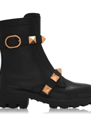 VALENTINO GARAVANI Roman Stud Combat Boots - Black