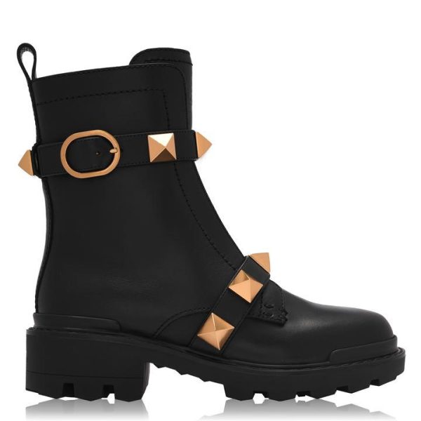 VALENTINO GARAVANI Roman Stud Combat Boots - Black