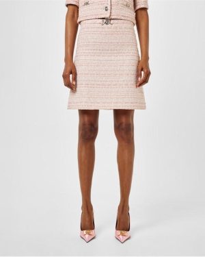 VERSACE A-Line Tweed Mini Skirt - Pink