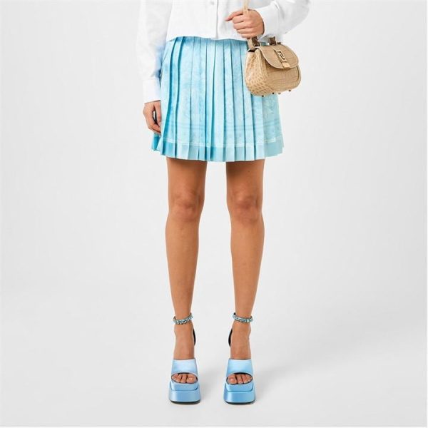 VERSACE Barocco Pleated Mini Skirt - Blue