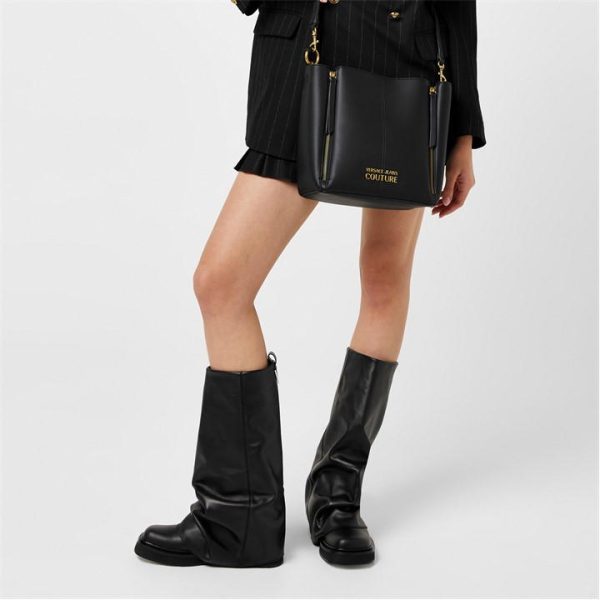 VERSACE JEANS COUTURE Pinstripe Pleated Skirt - Black