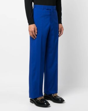 VERSACE SILK BLEND WOOL TROUSERS Size: 50, colour: BLUE