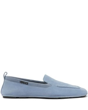 VERSACE SUEDE SLIP ON LOAFERS Size: 41, colour: BLUE