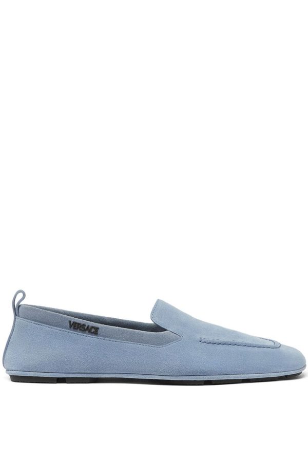 VERSACE SUEDE SLIP ON LOAFERS Size: 41, colour: BLUE