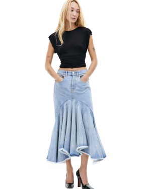 VETEMENTS Flared denim midi skirt
