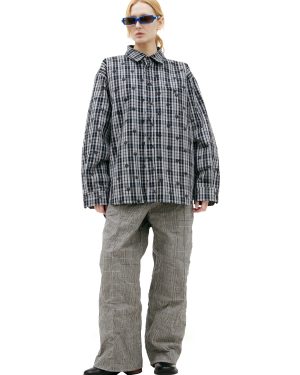 VETEMENTS Logo Embroidered plaid shirt