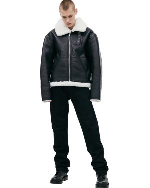 VTMNTS Black buckle shearling jacket