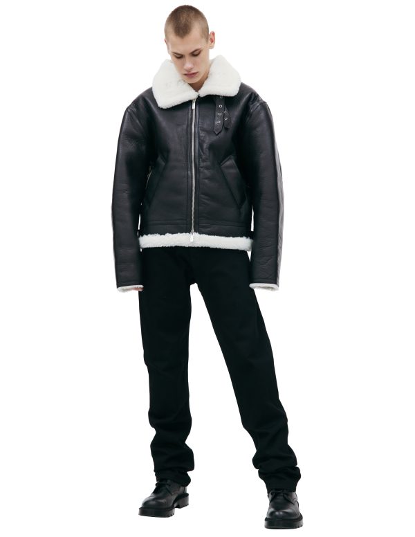VTMNTS Black buckle shearling jacket