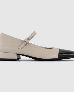 Vagabond Womens Debbi Toe Cap Mary Janes Off White Black Beige/Black, 6