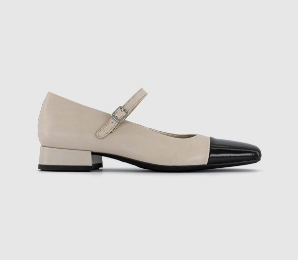 Vagabond Womens Debbi Toe Cap Mary Janes Off White Black Beige/Black, 6