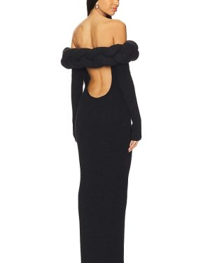 Vaillant Oversized Braid Knitted Mini Dress in Black. Size 38.