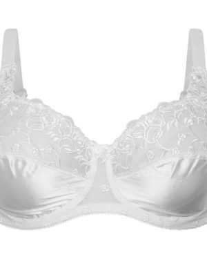 Valbonne Lace Satin Underwired Bra - White