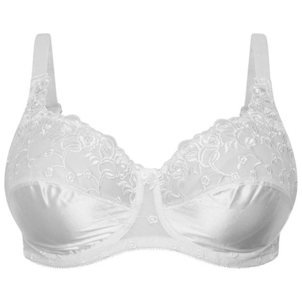 Valbonne Lace Satin Underwired Bra - White
