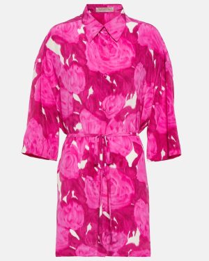 Valentino Belted floral silk shirt dress