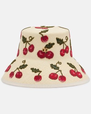 Valentino Cherryfic embroidered straw sun hat