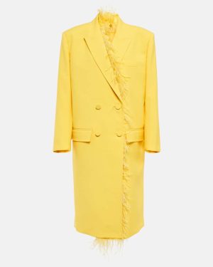 Valentino Feather-trimmed virgin wool coat