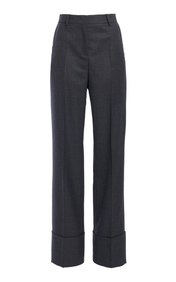 Valentino Garavani - Cuffed Virgin-Wool Straight-Leg Pants - Grey - IT 44 - Moda Operandi