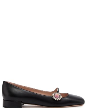 Valentino Garavani Mary Jane Embellished Leather Ballet Flats - Black - 40 (IT40 / UK7)