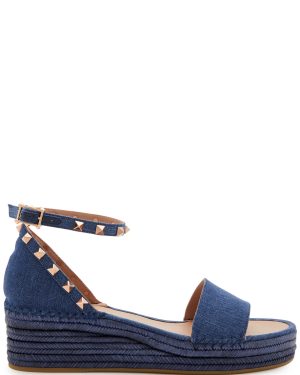 Valentino Garavani Rockstud 50 Denim Wedge Espadrilles - 37 (IT37 / UK4)