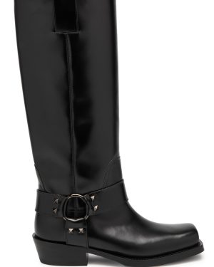 Valentino Garavani Rockstud Knee-high Leather Boots - Black - 37 (IT37 / UK4)