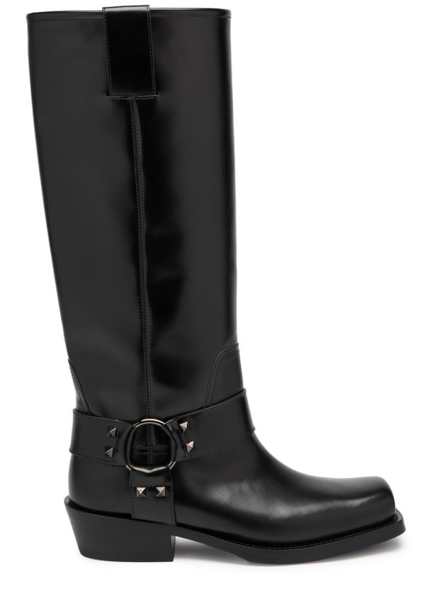 Valentino Garavani Rockstud Knee-high Leather Boots - Black - 37 (IT37 / UK4)