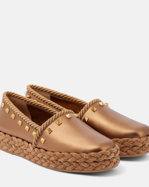 Valentino Garavani Rockstud metallic leather espadrilles
