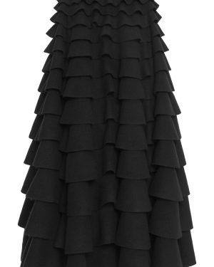 Valentino Garavani - Tiered Ruffle Wool-Blend Midi Skirt - Black - M - Moda Operandi