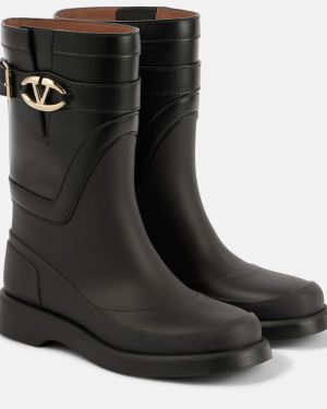 Valentino Garavani VGold leather-trimmed rain boots