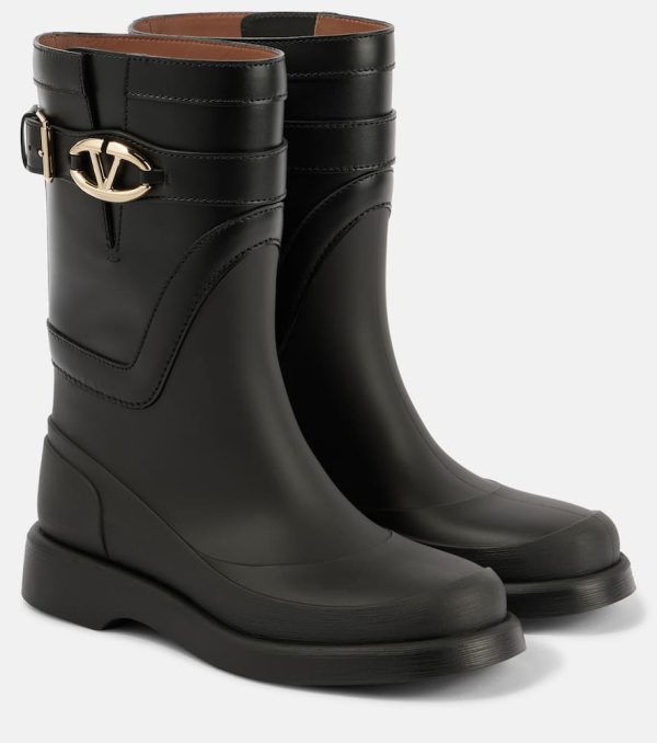 Valentino Garavani VGold leather-trimmed rain boots