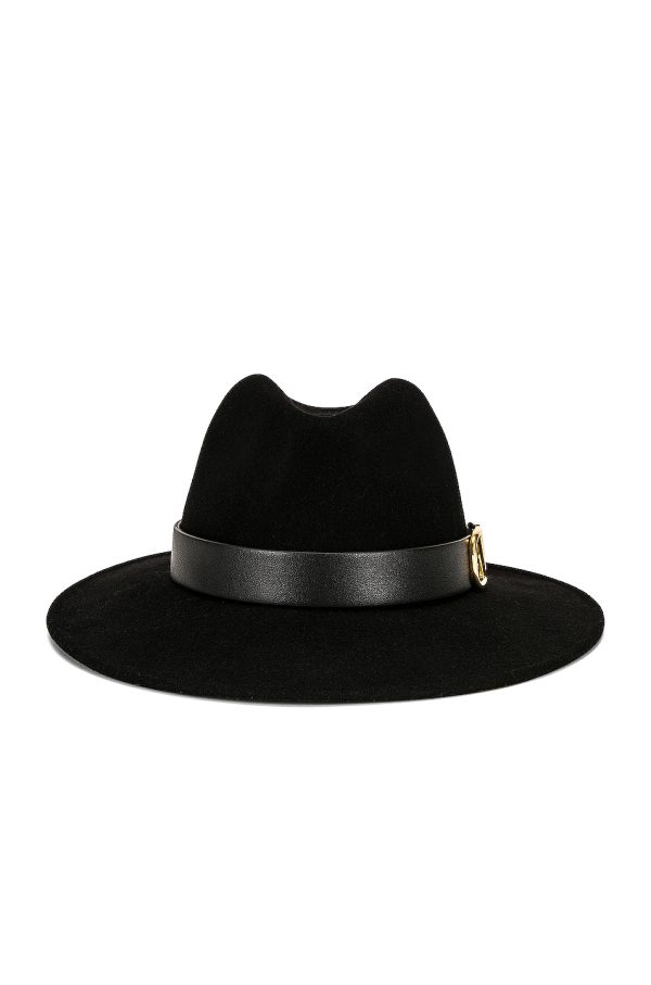Valentino Garavani Vlogo Signature Fedora in Nero & Nero - Black. Size S (also in ).