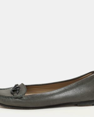 Valentino Green Leather Vlogo Loafers Size 37.5