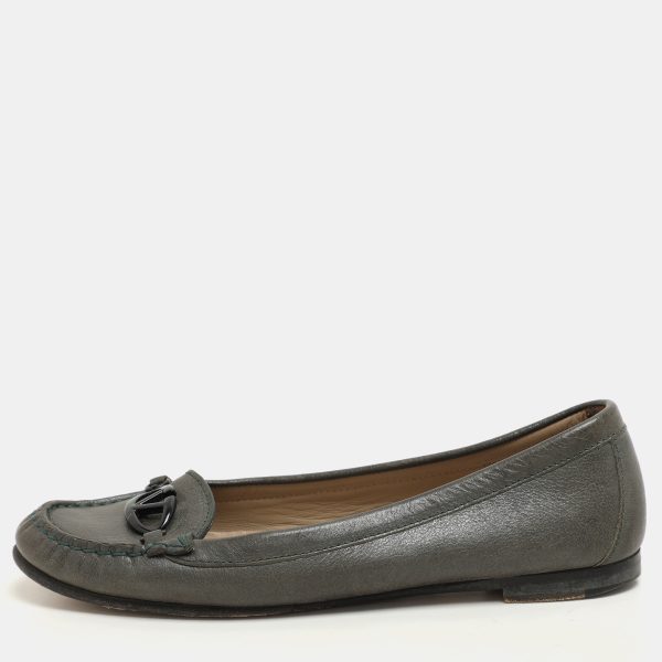 Valentino Green Leather Vlogo Loafers Size 37.5