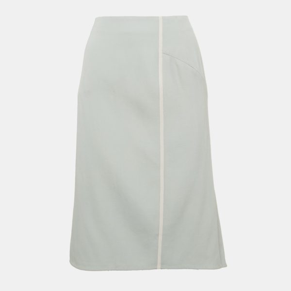 Valentino Light Blue Wool Pleated Knee-Length Skirt M