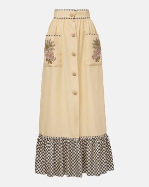 Valentino Plus De Pois embroidered maxi skirt