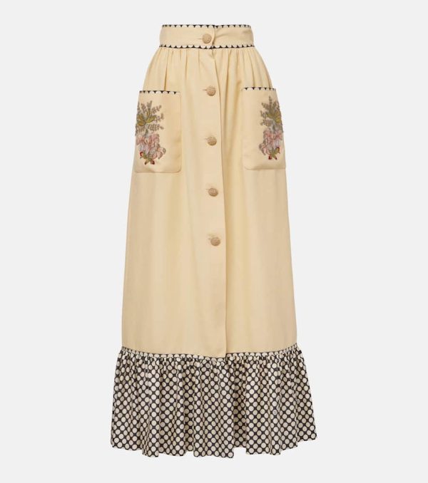 Valentino Plus De Pois embroidered maxi skirt