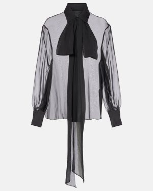 Valentino Scarf-detail sheer silk chiffon blouse